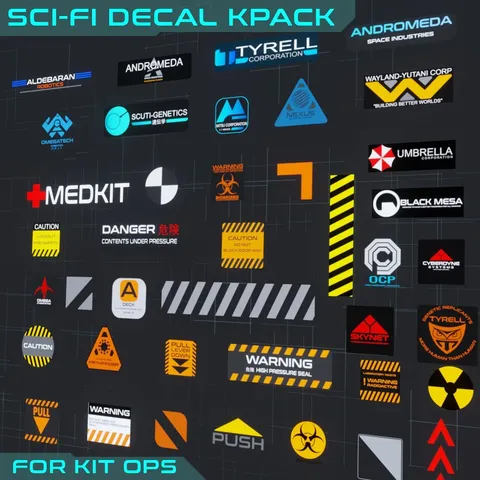 Sci-Fi Decal Kpack - Blender textures & materials