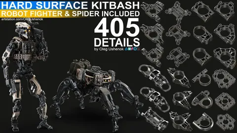 Sci-Fi Hard Surface Kitbash Details - Blender 3d models