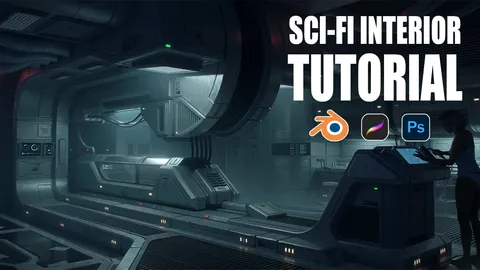 Sci-Fi Interior Concept Art - Blender tutorials & courses