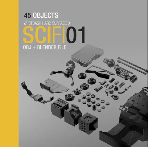 Sci-Fi Kitbash 01 - Blender 3d models