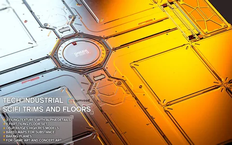 Sci-Fi Trims and Floor Set - Blender 3d models