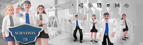 Scientists Characters - Blender 3d models