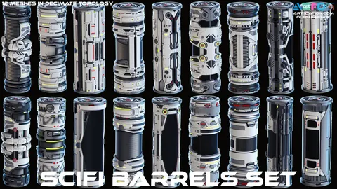 Sci-Fi Barrels Set - Blender 3d models