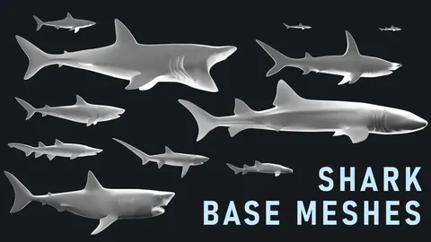 Shark Base Mesh Pack - Blender 3d models