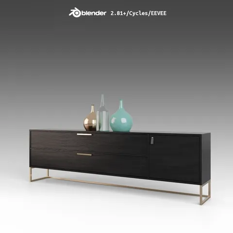 Sideboard With Vases - Blender 3d models