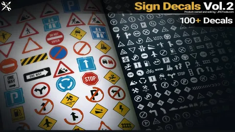Sign Decals Vol. 2 - Blender textures & materials