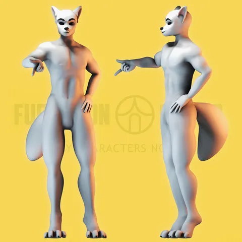 Silver Furry Rig - Blender 3d models