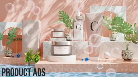 Skincare 3D Products Animation - Blender tutorials & courses