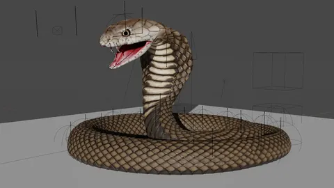 Rigged King Cobra - Blender 3d models