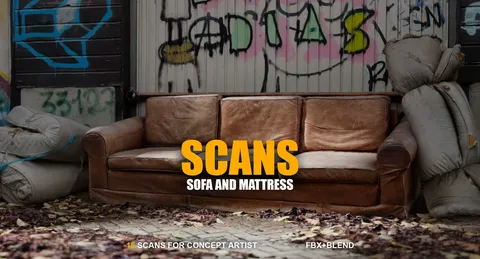 Sofa and Mattress - Blender 3d models