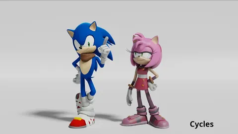 Sonic and Amy Rigs - Blender 3d models
