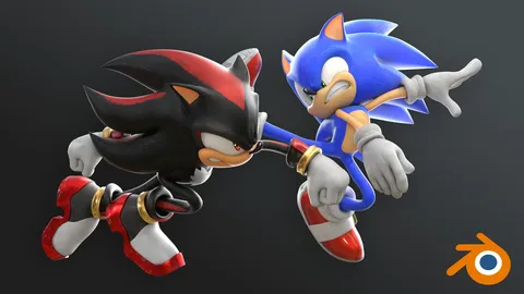 Sonic+ and Shadow+ Deluxe Rigs - Blender 3d models