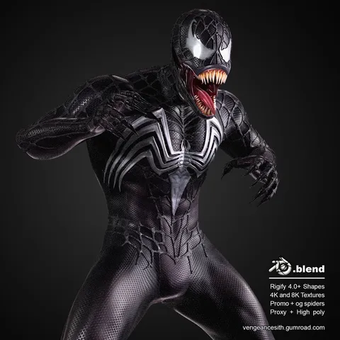 Spider-Man 3 Venom Rig - Blender 3d models