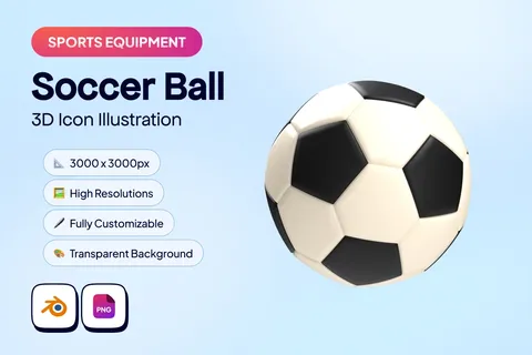 Sports Equipment 3D Icon - Soccer Ball - Blender 3d models