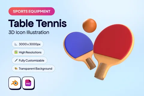 Table Tennis 3D Icon - Blender 3d models
