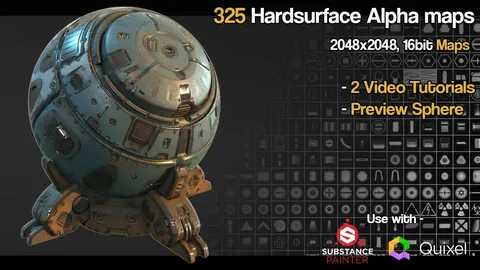 SP/ZBrush Hardsurface Alphas Vol 1 - Blender sculpting brushes