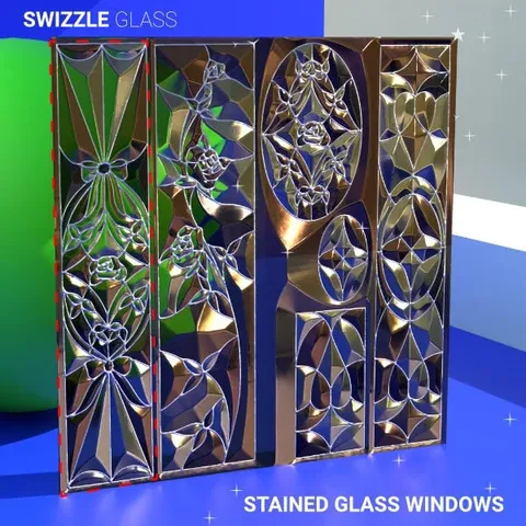 Stained Glass Windows Trimsheets - Blender textures & materials