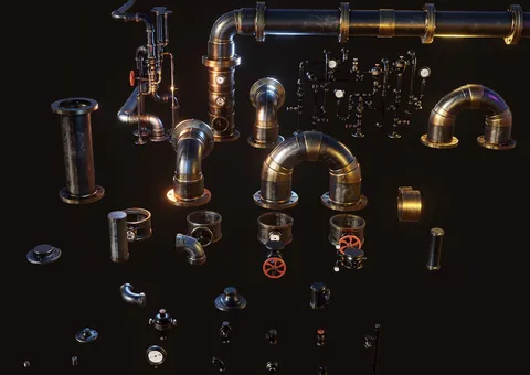 Steampunk Pipes 3D Kit - Blender 3d models
