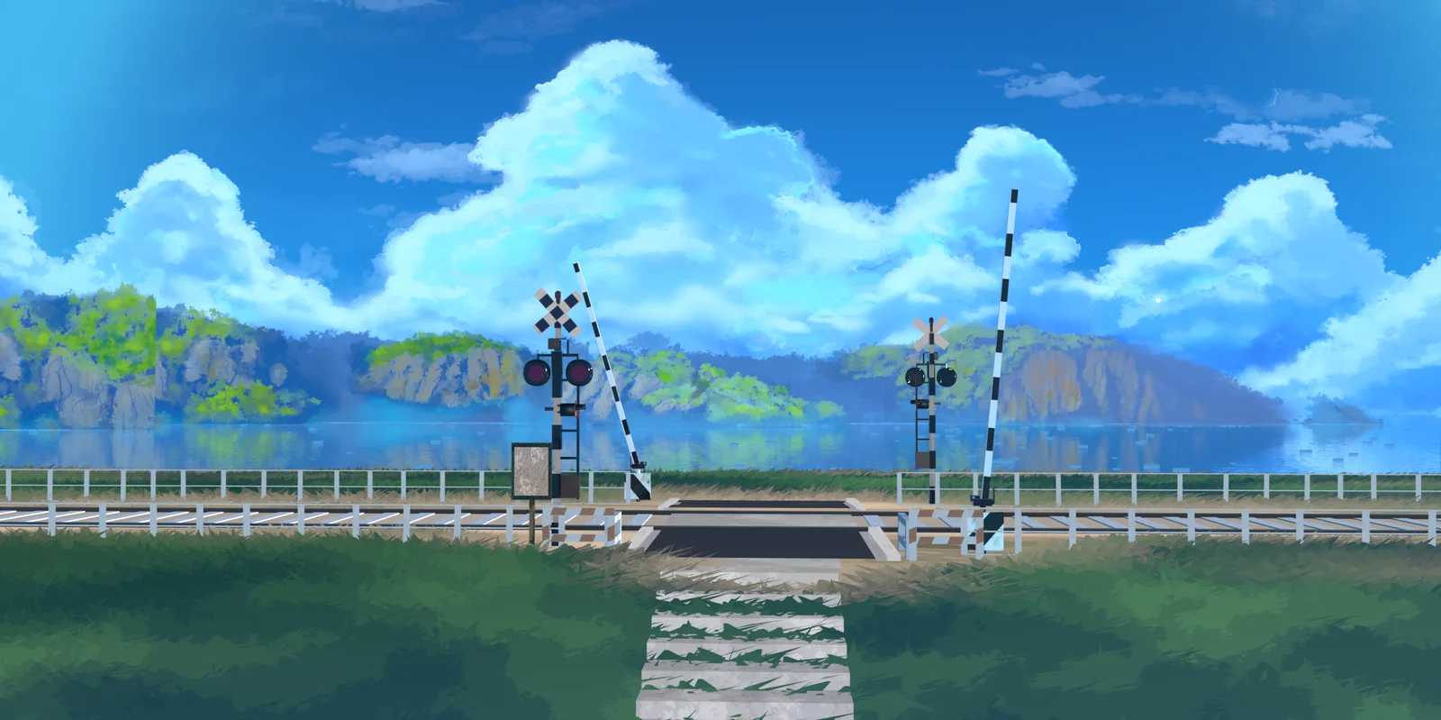 Anime Train Crossing Scene screenshot 2