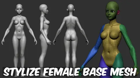 Stylized Female Base Mesh - Blender 3d models