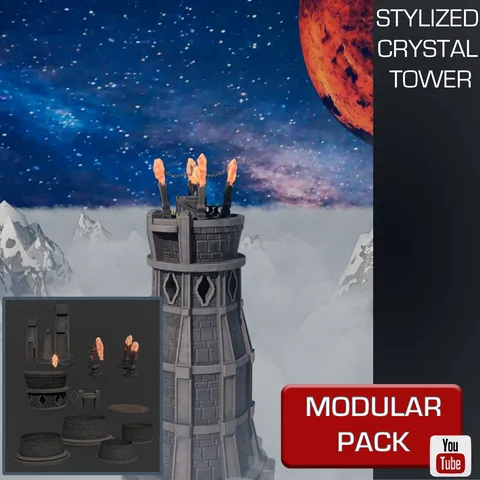 Stylized Crystal Tower Modular Pack - Blender 3d models