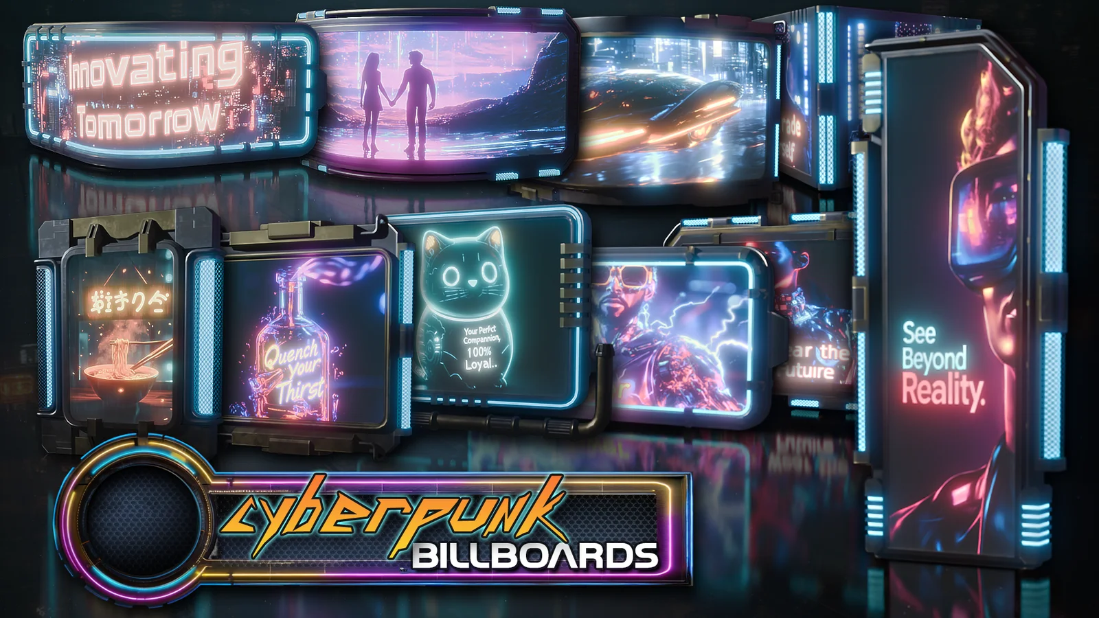 Stylized Cyberpunk Billboard Pack screenshot 2