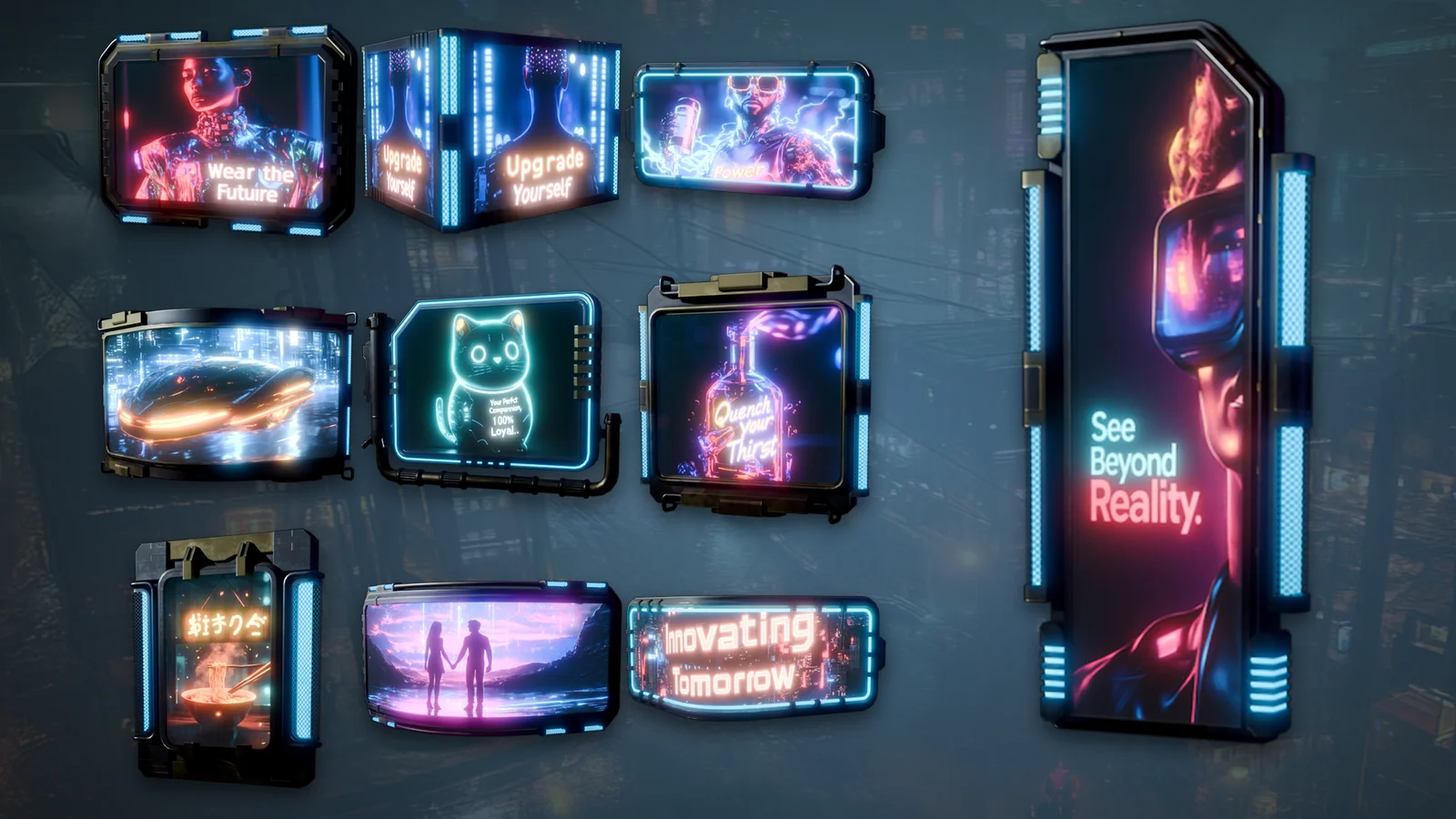 Stylized Cyberpunk Billboard Pack screenshot 3