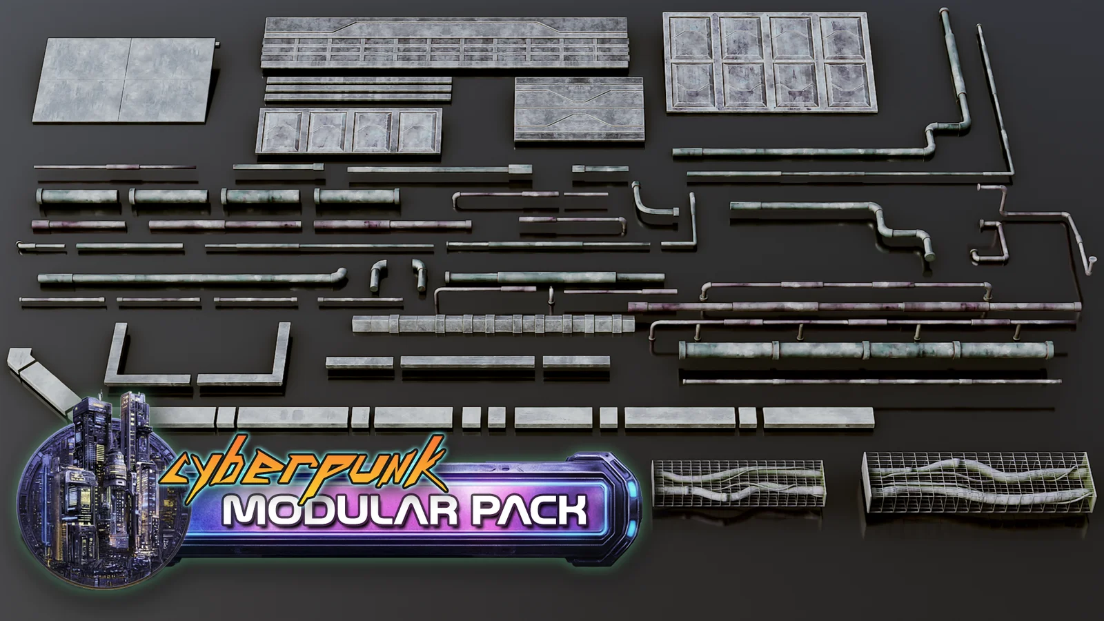 Stylized Cyberpunk Downtown Kitbash screenshot 7