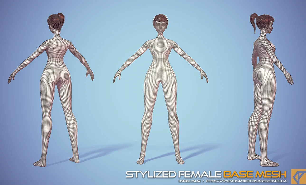 Stylized Female Base Mesh screenshot 2