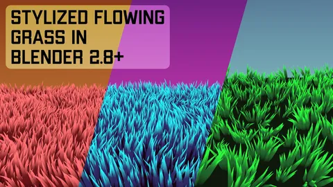 Stylized Flowing Grass - Blender scenes