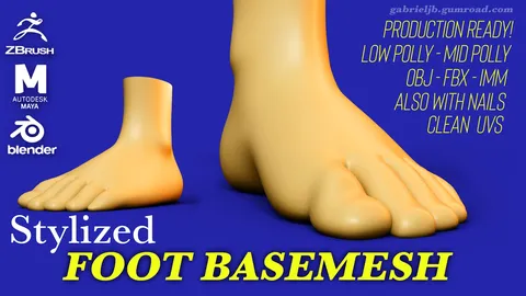 Stylized Foot BaseMesh - Blender 3d models
