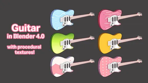 Stylized Anime Guitar - Blender 3d models