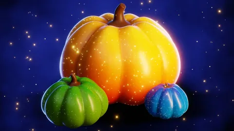 Stylized Hand Painted Pumpkins - Blender 3d models