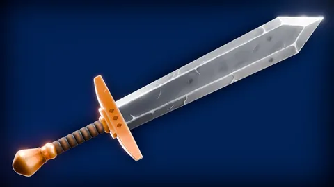Stylized Hand Painted Sword - Blender 3d models