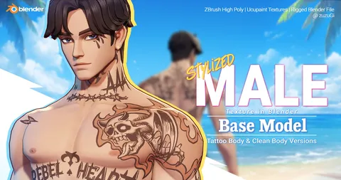 Stylized Kpop Boy Male Base Body - Blender 3d models