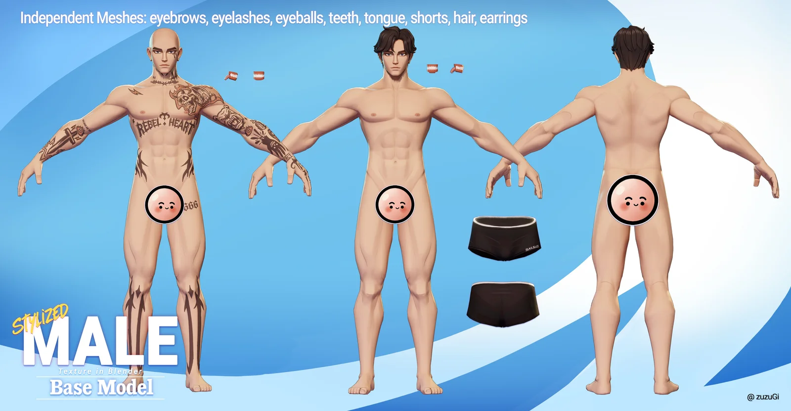 Stylized Kpop Boy Male Base Body screenshot 5