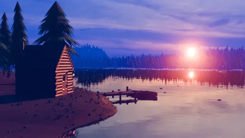 Stylized Low Poly Forest River - Blender scenes