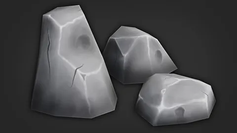 Stylized Low Poly Hand Painted Rocks - Blender 3d models