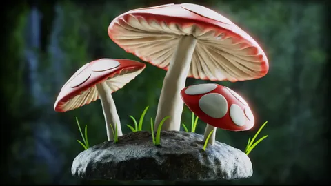 Stylized Mushroom Forest Scene - Blender scenes