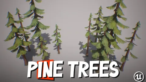 Stylized Pine Trees - Blender 3d models
