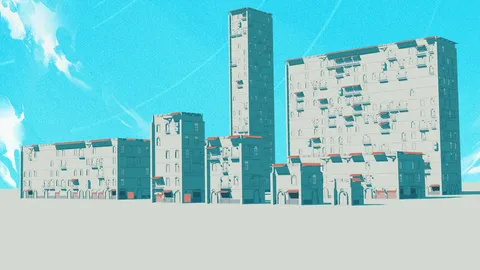 Stylized Procedural Building - Blender geometry nodes