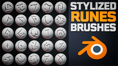 Stylized Runes Brush Set Vol 1 - Blender sculpting brushes