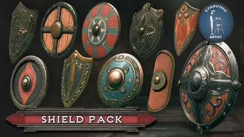 Stylized Shield Pack - Blender 3d models