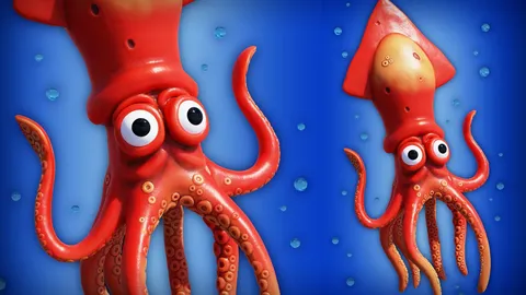 Stylized Squid Character Sculpt - Blender 3d models