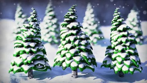 Stylized Trees with Snow - Blender geometry nodes