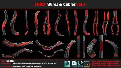 Subd Cables and Wires Vol 1 - Blender 3d models