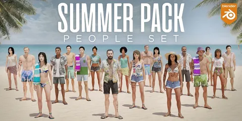 Summer Pack People Set - Blender 3d models