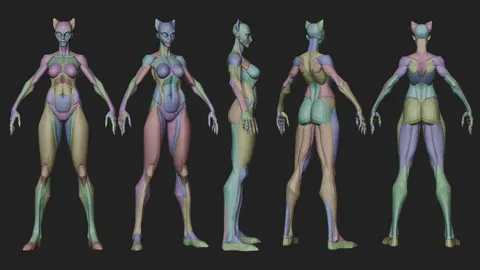 Super Female Character Blockout - Blender 3d models