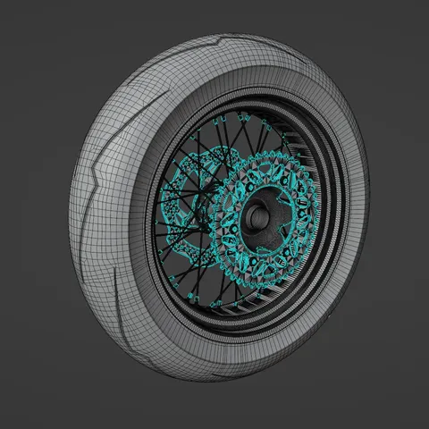 Supermoto Rear Wheel Assembly - Blender 3d models