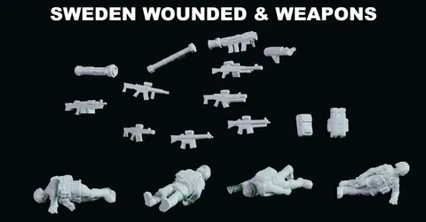 Sweden Wounded & Weapons - Blender 3d models